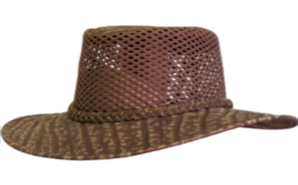 Hat Pud Buffalo Lthr Mesh Braided Br